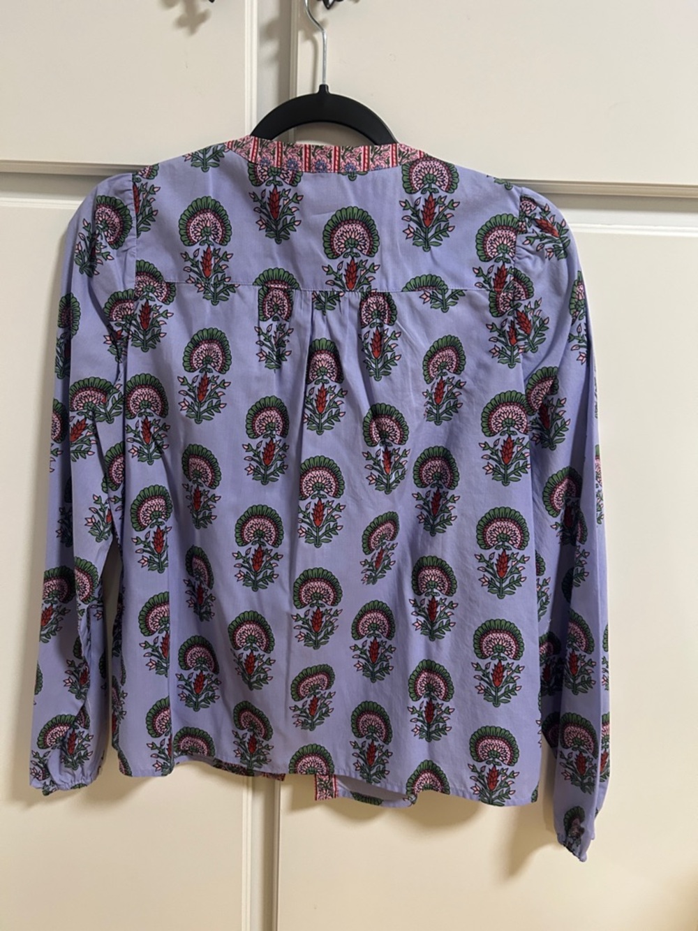 Boden Lavender Floral Button-Front Blouse with Green & Pink Accents - Picture 6 of 7